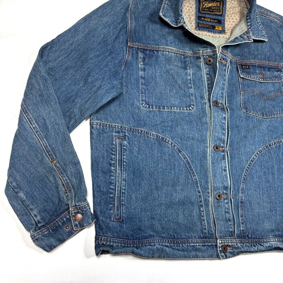 Howler Brothers HB Depot Blue Denim Western Trucker Retro Jean Jacket Mens XL - Picture 3 of 10